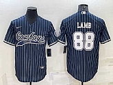 Men's Dallas Cowboys #88 CeeDee Lamb Navy With Patch Cool Base Stitched Baseball Jersey,baseball caps,new era cap wholesale,wholesale hats